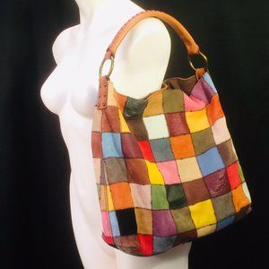 Lucky Brand Patchwork Leather Suede Shoulder Bag